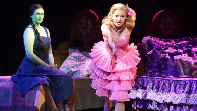 Courtney Monsma (right) as Glinda in Wicked. Picture: Steve Pohlner