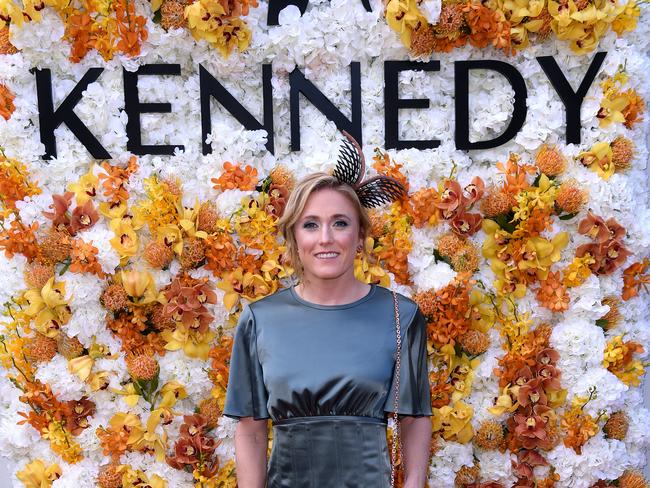 Australian Olympic hurdler Sally Pearson poses for a photograph at the Kennedy Marquee at the Birdcage during Melbourne Cup Day at Flemington Racecourse in Melbourne, Tuesday, November 7, 2017. (AAP Image/Dan Himbrechts) NO ARCHIVING, EDITORIAL USE ONLY