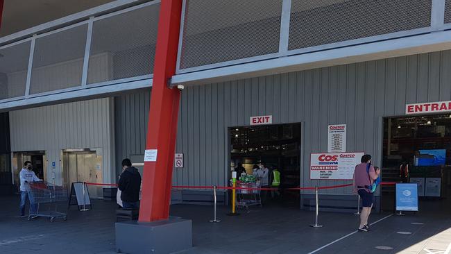 Costco's Ringwood warehouse was popular on Monday, September 28 after a slight ease in coronavirus shopping restrictions. Picture: Kiel Egging.