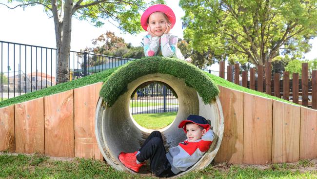 Daniella and Jozef at Nazareth Catholic Community – Early Childhood Centre in Findon. Picture: Brenton Edwards