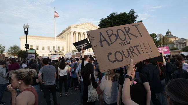 Pro-choice activists attend an abortion rights rally at the US Supreme Court Building in Washington, DC. Picture: AFP