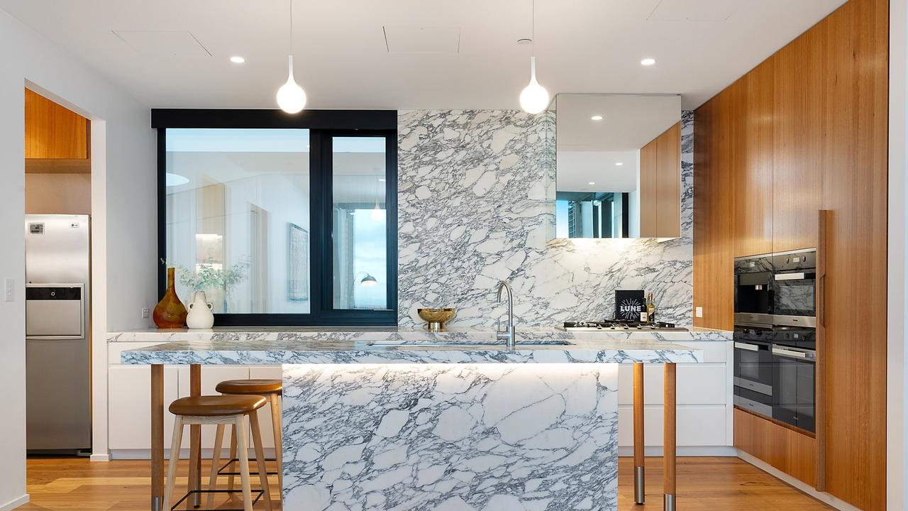 The kitchen in the penthouse at 443 Queen St, Brisbane CBD. Image supplied.