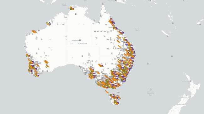 Screen shot from democracysausage.org highlighting all the locations in Australia and around the world - including Antarctica - where Australian can get their hands on a 