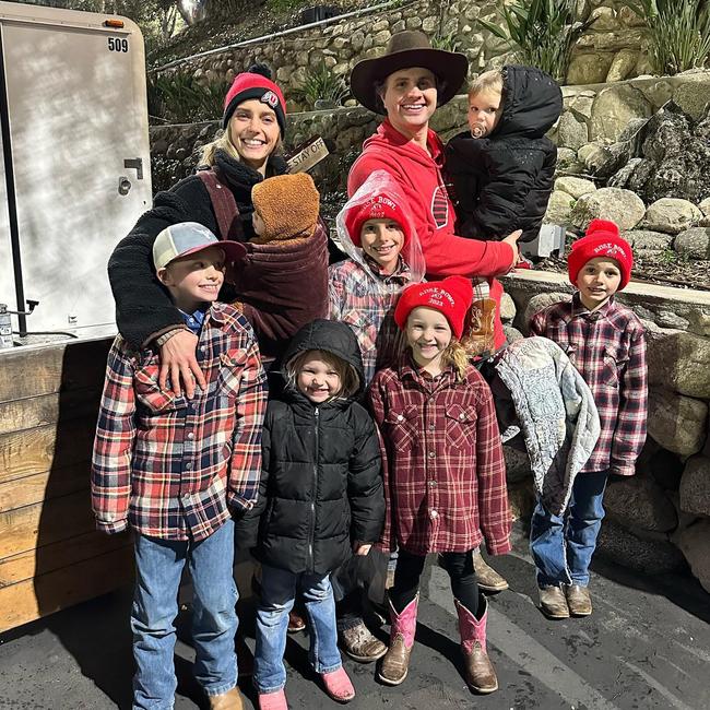 Hannah and Daniel Neeleman with seven of their eight children. Picture: Instagram