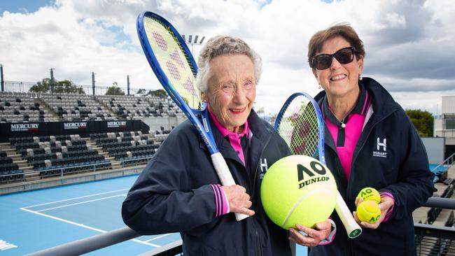 Hobart International tennis volunteers Alisa Richard and Lenice Beard.Picture: Linda Higginson