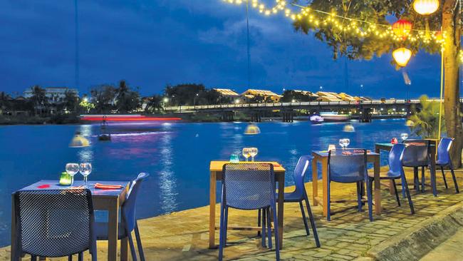 Dining on the waterfront at Mango Rooms, Hoi An.