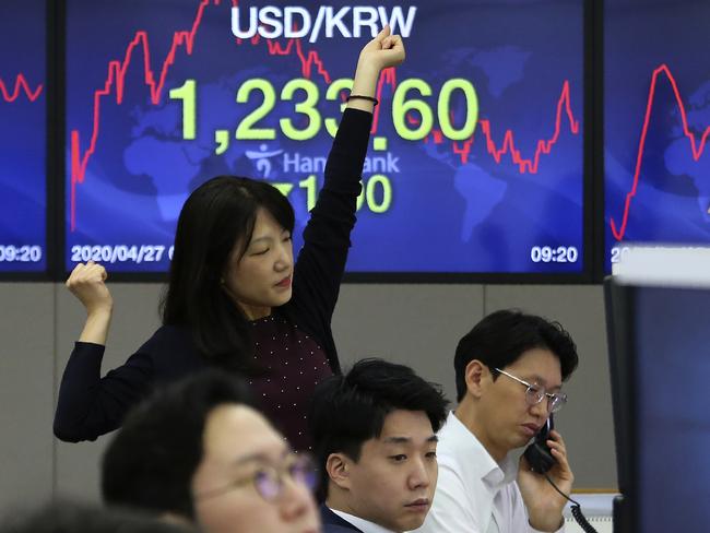 A currency trader in Seoul. Picture: AP