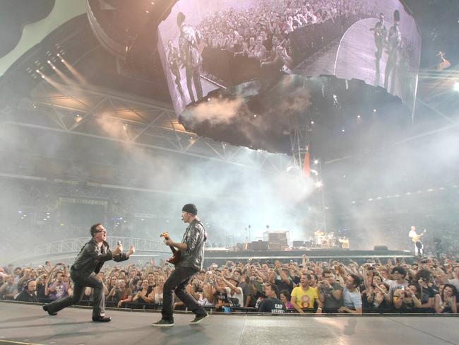 U2 performing in Brisbane at Suncorp Stadium. Picture Peter Wallis