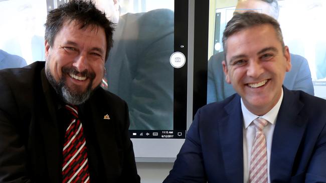 Adelaide City Council chief information officer Peter Auhl with Mark Rafferty from TPG.