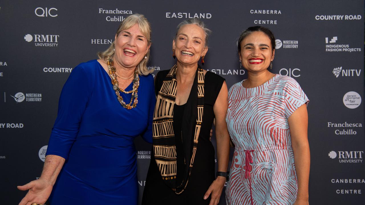 Chief Minister Eva Lawler, Minister Kate Worden and Minister Lauren Moss at the 2024 National Indigenous Fashion Awards (NIFA). Picture: Pema Tamang Pakhrin