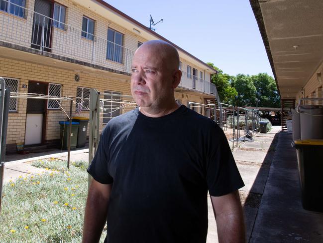 Resident Jeremy Marton lives in a Hectorville housing complex where a resident has reportedly accumulated 22 police reports within the span of 35 days. 28th January 2024 - Picture: Brett Hartwig