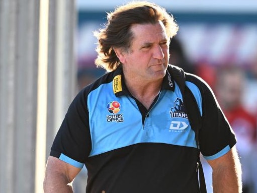 NRL 2025 RD06 St. George Illawarra Dragons v Gold Coast Titans - Hasler,Des coach NRL PHOTOS