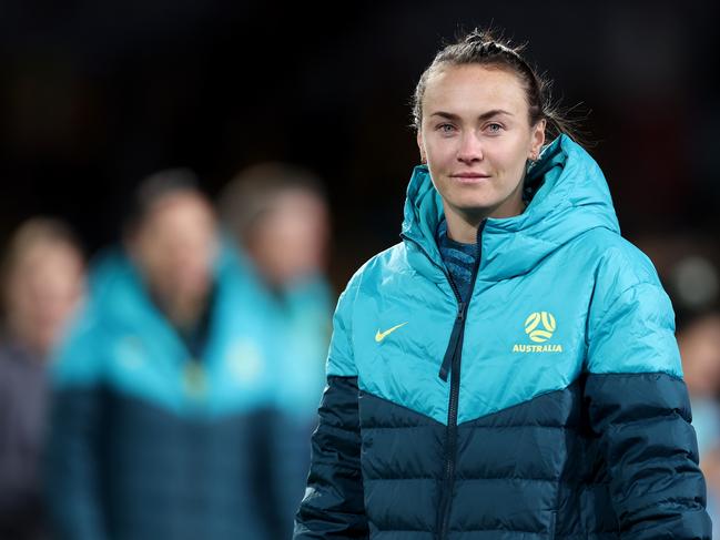 SYDNEY, AUSTRALIA - JUNE 03:  Caitlin Foord of Australia waves to fans after the international friendly match between Australia Matildas and China PR at Accor Stadium on June 03, 2024 in Sydney, Australia. (Photo by Matt King/Getty Images)