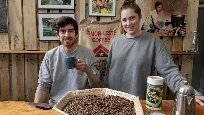 Siblings, Jake and Alice Mahar from WithOneBean in Oakleigh. Picture: Andy Brownbill