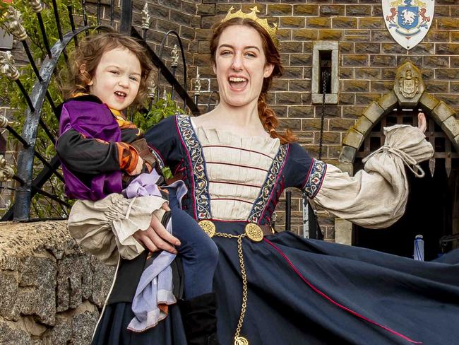 Sophie Skoblar and Lolly Quartermain 3 at Kryal Castle welcoming visitors. Picture: Tim Carrafa