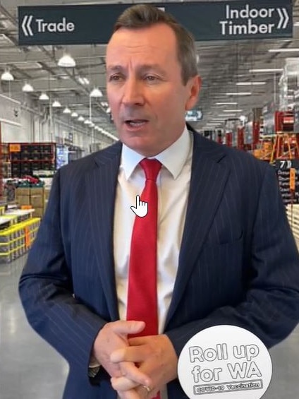 WA Premier Mark McGowan posted a hilarious fake Bunnings ad to his TikTok. Picture: Supplied/TikTok