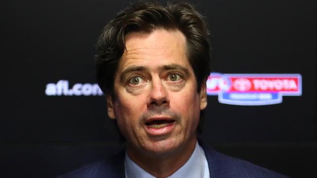 AFL chief executive Gillon McLachlan says the league is intending to play every game this year. Picture: Kelly Defina/Getty Images