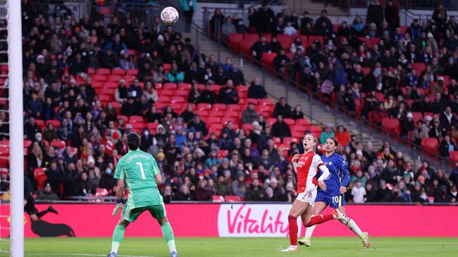 Sam Kerr scores Chelsea's third goal in the Women’s FA Cup final. Picture: Getty Images