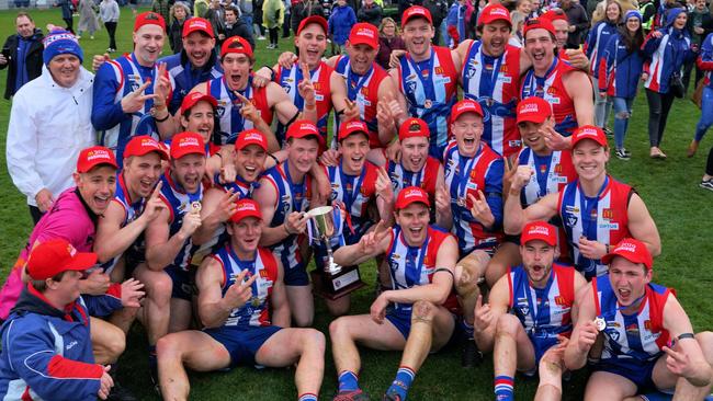 East Point celebrates its 2019 Ballarat Football League premiership. Picture: Ballarat Football League