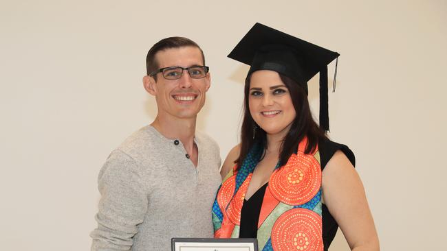 Renee Dodge and Lydon Dodge at the CQU Cairns mid-year graduatiion ceremony, held at the Cairns Convention Centre. Picture: Brendan Radke