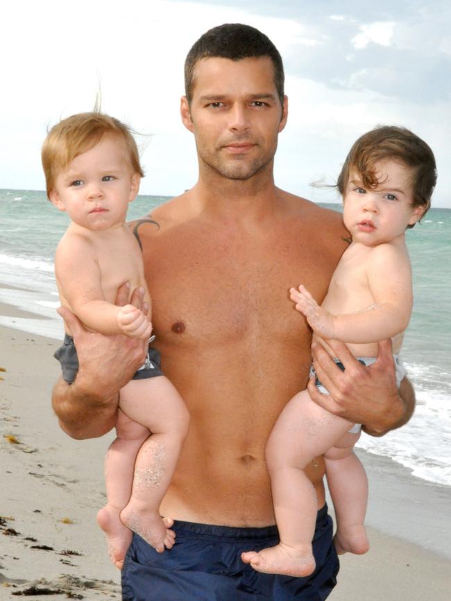 Ricky Martin poses with his sons Valentino and Matteo Picture: Getty Images