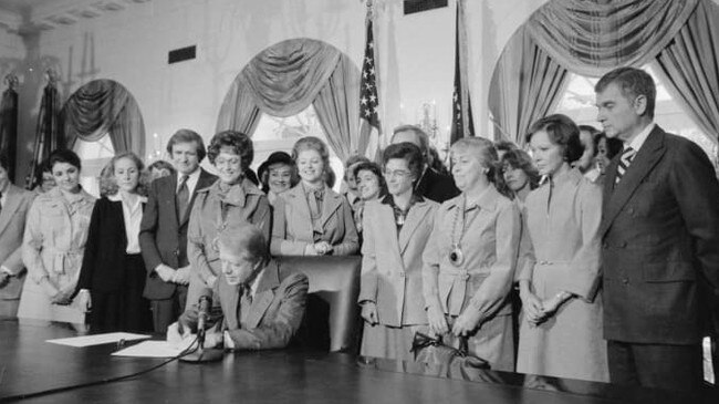 President Jimmy Carter signing an extension of the Equal Rights Amendment at the White House in 1978. Picture: National Archives/Reuters/WSJ