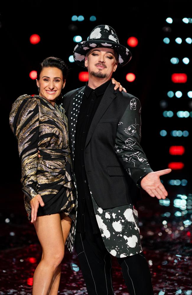 The Voice Australia winner Diana Rouvas with Boy George. Picture: Channel 9