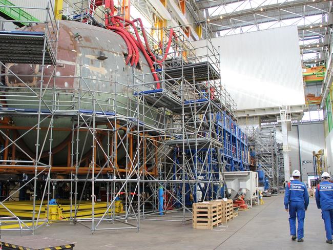 A Barracuda Suffren class submarine being built at DCNS. AFP PHOTO / DCNS