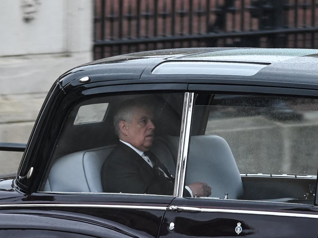 Britain's Prince Andrew, Duke of York travels from Buckingham Palace to Westminster Abbey. Picture: Oli Scarff/AFP