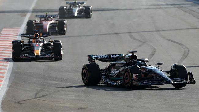 Mercedes' British driver George Russell and Red Bull Racing's Dutch driver Max Verstappen were involved in a spicy clash. Picture: AFP