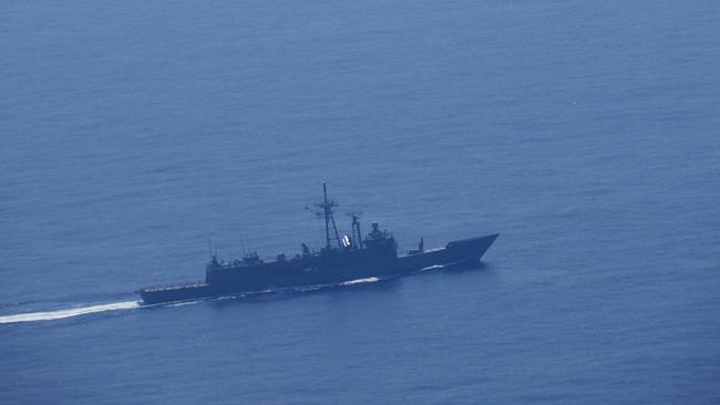 A handout photo taken on May 23, 2024 and released by Taiwan's Defence Ministry on May 24, 2024 shows Chinese military vessels sailing in an unknown location. Picture: Supplied.