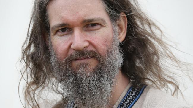 Dirk Schmitt, dressed as an Icelandic Viking poses for a a photo at the Hawkesbury Showground Winterfest Medieval Festival on Saturday, July 7, 2018. The festival drew a large crowd from the Hawkesbury area who came for the food, folk music and fun. (AAP Image/David Swift)