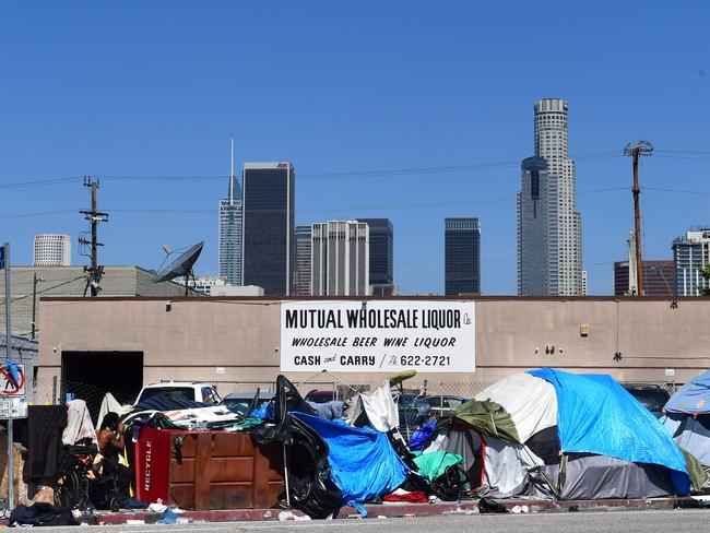 Tent housing in Los Angeles. Mr Biden will establish a task force that within 100 days would be asked to provide a plan to end homelessness. Picture: AFP