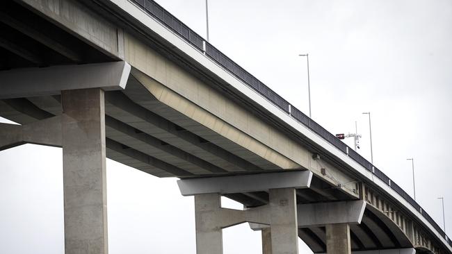 Steel box girders on the double span section of the Tasman Bridge, Hobart. Picture: Chris Kidd