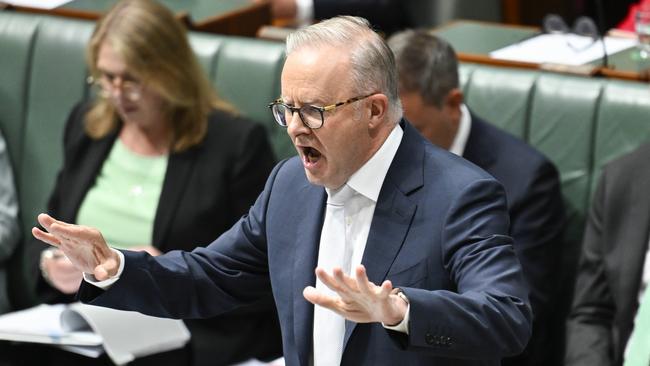 Anthony Albanese in question time on Monday. Picture: NewsWire / Martin Ollman