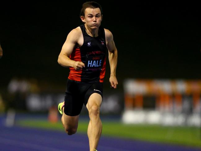 Jack Hale in action at the Queensland Track Classic athletics meet in Brisbane Picture AAP/David Clark