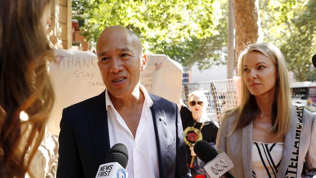 Charlie Teo and his fiance Traci Griffiths, arriving at the Health Care Complaints Commission Professional Standards Committee Inquiry in Sydney today. Picture: Tim Hunter.