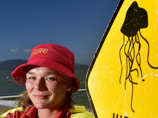 Townsville lifeguard Xanthe Topping is hoping swimmers heed warnings and swim in safe areas to avoid marine stingers. PICTURE: MATT TAYLOR.