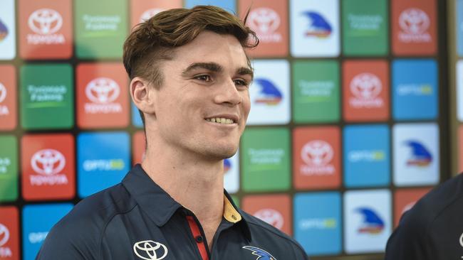 Crows draftee Ben Keays during an Adelaide Crows press conference. Picture: AAP Image/Roy Vandervegt.