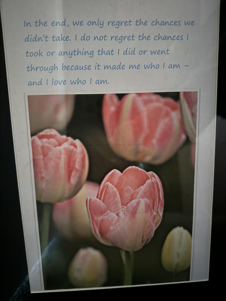 The final words of Kristy Kamin framed by the Cancer Care Centre's Young Women's Support Group. Picture: Supplied