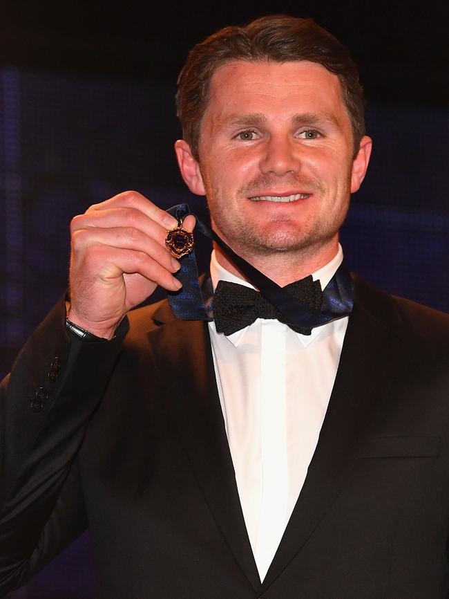 Patrick Dangerfield wins the 2016 Brownlow Medal. Picture: Getty Images