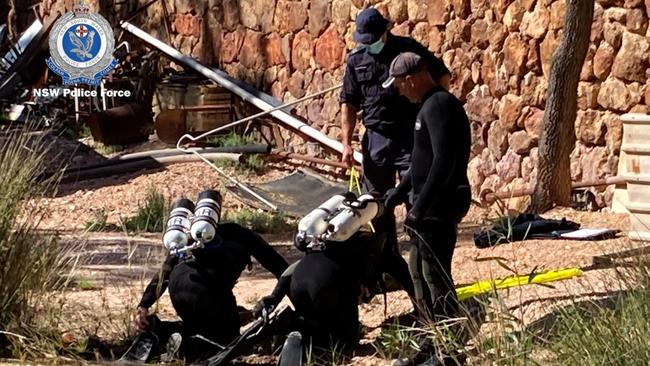 Police search a waterway near where Ms Neilan’s body was found. Picture: NSW Police