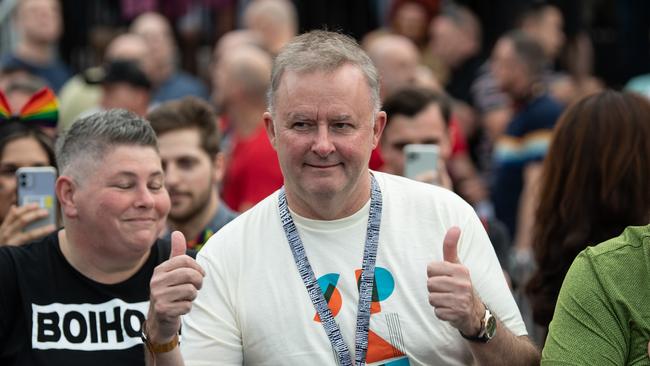 Anthony Albanese in the crowd at the 42nd annual Gay and Lesbian Mardi Gras. Picture: AAP Image/James Gourley