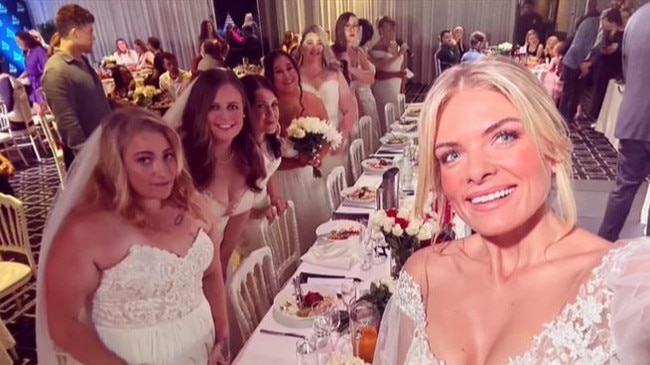 Erin Molan and the other single brides at the 2Day FM 'wedding".