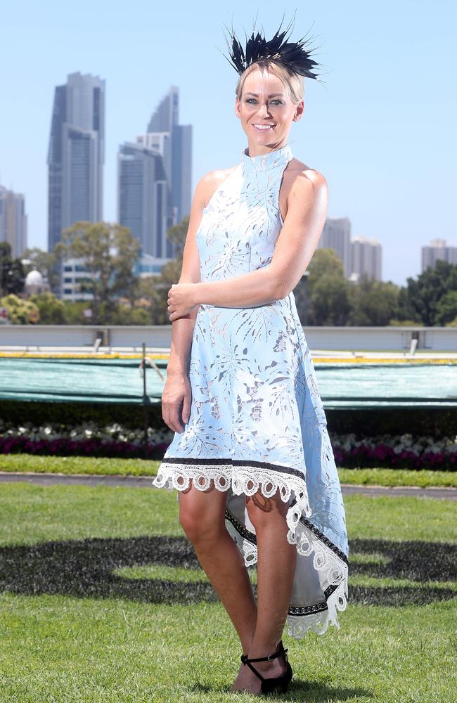 Jockey Kathy O'Hara in the mounting yard. Picture: Richard Gosling