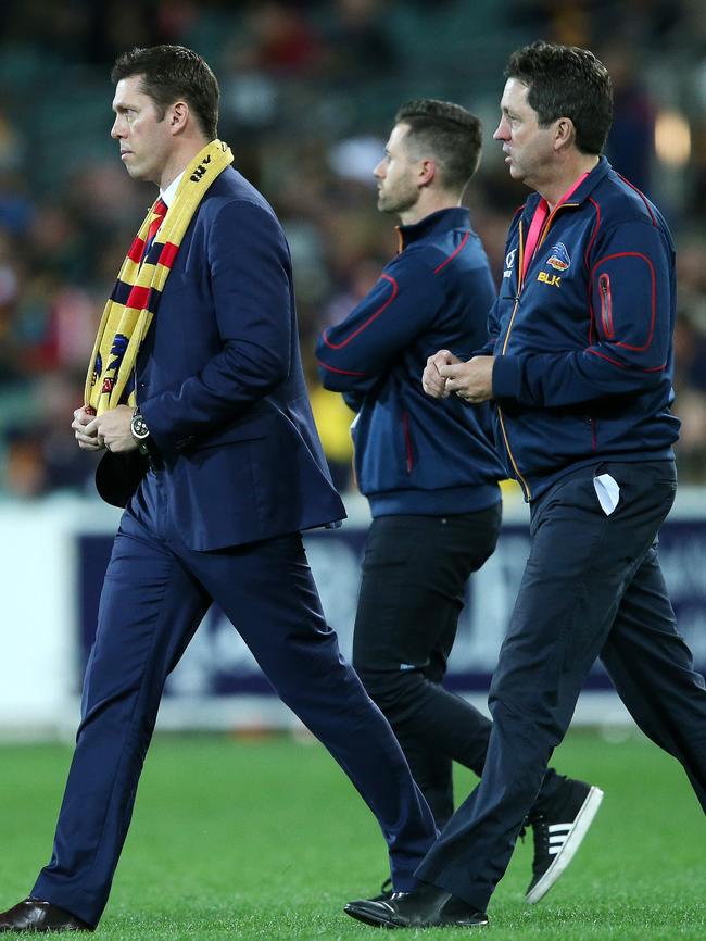 Crows CEO Andrew Fagan with football manager Phil Harper. Picture Sarah Reed