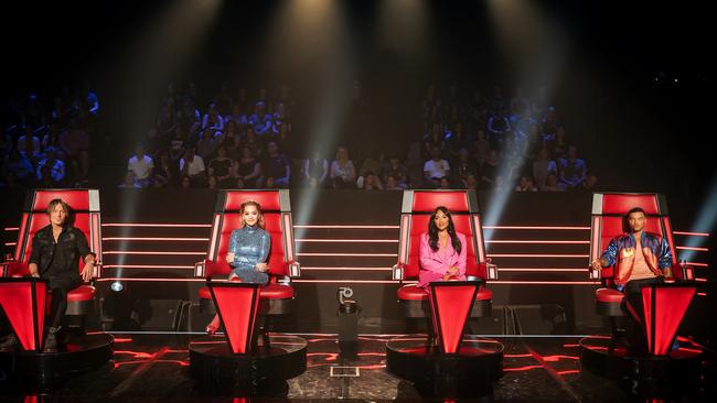 Keith Urban, Rita Ora, Jessica Mauboy and Guy Sebastian on The Voice.