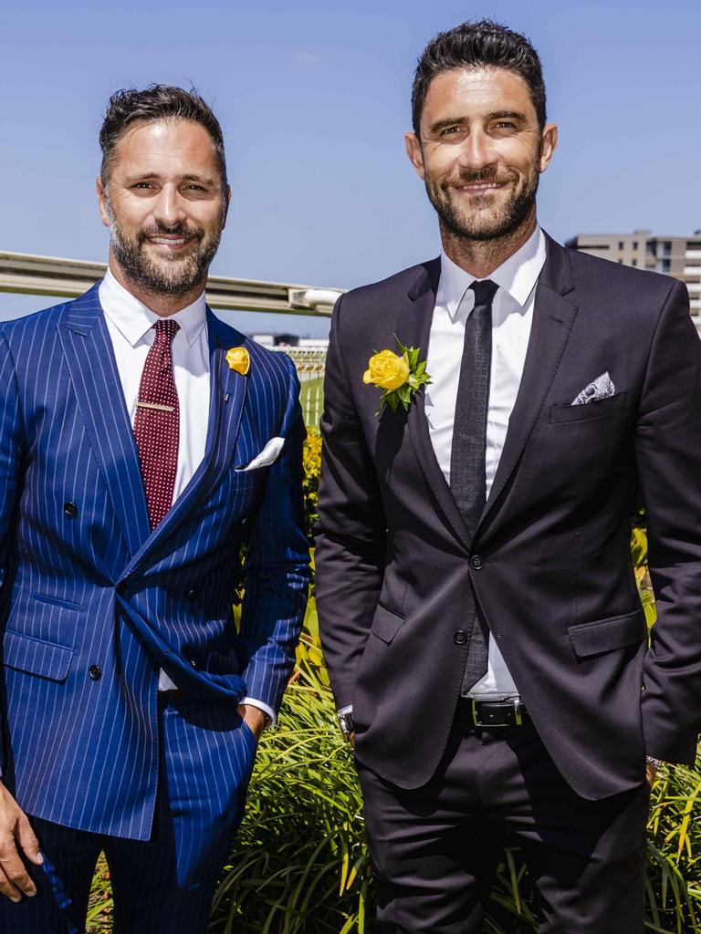 Luke Faulkner and Brent Staker at Doomben Racecourse for Melbourne Cup Day. Socials: Damien Anthony Rossi | Pictures: Jared Vethaak