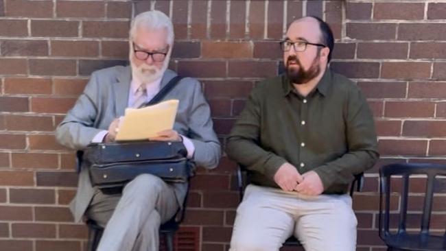 Trent Severino (right) outside Hornsby Local Court.