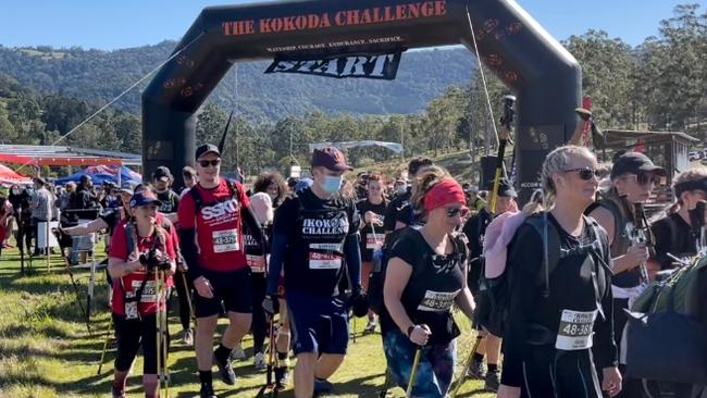 A wave of people start the Kokoda Challenge 2021 in the Gold Coast hinterland.